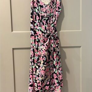Saltwater LUXE Pink and Black Floral Midi Dress